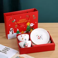 Christmas Gift Bowl Plate set Hadiah Natal 2 Mangkok Piring keramik