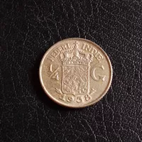 koin perak lama 1/4 gulden jaman penjajahan belanda