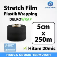 Plastik Wrapping Stretch Film 5cm x 250m Delkowrap Hitam Satuan