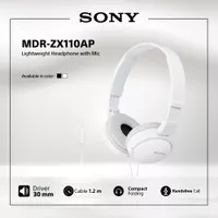 SONY MDR-ZX110AP White On Ear Headphone / ZX110 / ZX-110AP / ZX110AP