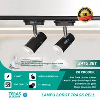 Paket Lampu Sorot 1 set isi 2 + Rel 1M LED Track Light Fitting E27