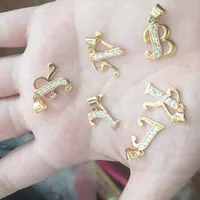 Liontin huruf inisial alfabet emas asli 700 70% 16k
