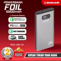 powerbank delcell colt 10000 mah fast. real kapasitas. led. original
