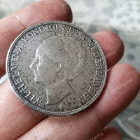 Koin perak Belanda jadul, Wilhelmina 2,5 gulden 1930 (B )