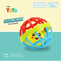Mainan Gigitan Bayi Bola Kerincingan Silikon Karet Lembut BPA Free