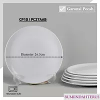 Piring makan keramik ceper putih polos 6pcs 25cm(CP10) by indo keramik