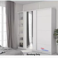 lemari sleding 2 pintu putih lemari baju sliding cermin lemari pakaian