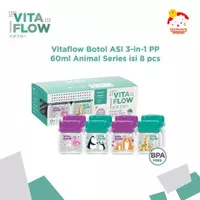 VITAFLOW Botol ASI 3in1 PP 60ml 1 Paket 8 pcs - Animal Series