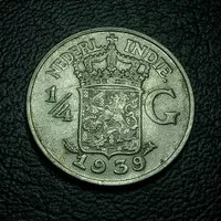 koin perak kuno masa penjajahan belanda 1/4 gulden 1939