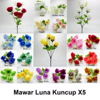 Bunga Plastik Artificial WanFlower Mawar Luna Kuncup X5 + Baby Breath