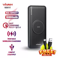 Powerbank VIVAN 10000 mAh VPB-W11 Wireless 3 Output Fast Charging 18W