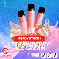 ELF BAR 1500 Strawberry Ice Cream Disposable Vape / Vape Sekali Pakai