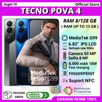 TECNO POVA 4 8/128 GB GARANSI RESMI, SUPPORT NFC HP GAMING 6000 mAh