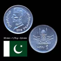 PAKISTAN 1 RUPEE 2015 UNC MOHAMMAD ALI JINNAH 1 KEPING KOIN PAKISTAN