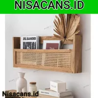 Nisacans.id - Rak Buku Rak Majalah Aesthetic Rak Dinding Jati Solid