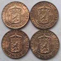 Koin Kuno 1/2 Cent Nederland Indie 1945 - Lustre Kilap Asli