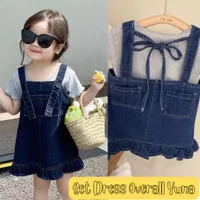 Set Dress Overall Jeans Yuna | dress anak perempuan lucu import denim