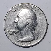 Koleksi Uang Koin Kuno Negara Amerika Quarter Dollar Tahun 1965