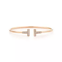 T bangle with mother of pearl and 18K rose gold Diamond Jewelry