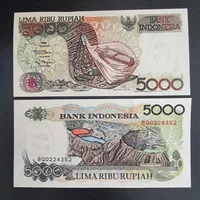 uang kuno Rp. 5000 tahun 1992 masih baru gress UNC