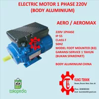 0.5 HP 0,37 KW 1 Phase 4 Pole Elektro Motor/dinamo/Motor Induksi B3