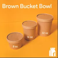 Brown Bowl Cup + Paper Lid - Ice cream Soup Cup, Mangkok Kertas Coklat