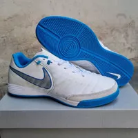 sepatu futsal Nike Tiempo finale 2 white blue tapak biru-sepatu futsal