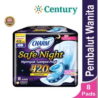 Charm Safe Night 42 Cm Wing Isi 8 Pads / Pembalut Wanita / Perawatan