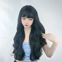 Wig Wanita Wig Panjang Curly Poni