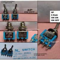 Switch Saklar Toggle 6 pin Tuas on off togel 2 arah 6 kaki