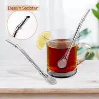 Sedotan Sendok Teh Drinking Straw Tea Spoon Filter