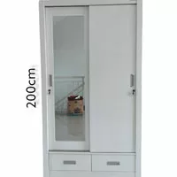 lemari pakaian 2 pintu sliding laci duco /lemari duco/lemari minimalis