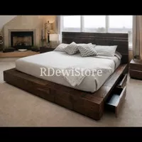 Dipan tempat tidur kayu jati minimalis solid jati jepara , dipan laci