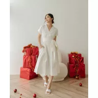 Maroo - Rei Dress/dress natal/dress imlek/dress putih/dress korea