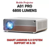 Proyektor Android A01 REDDO 4K 5500 Lumens Native 920x1080 FULL HD