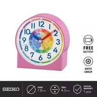 Jam Weker Beker Seiko Anak QHE153P Time Tutor Rainbow Pink Original