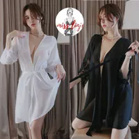 Kimono putih sexy / lingerie kimono transparan/ sexy kimono ready stok