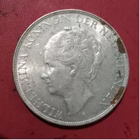 Koin perak kuno Belanda 2,5 Gulden Wilhelmina silver coin tua TP21cp