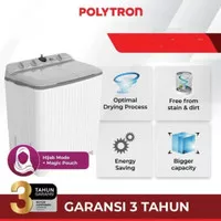 Mesin Cuci Polytron Twin Tub 10kg PWM-1076Y | 2 tabung PWM1076Y 1076