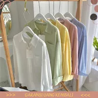 Shirt Kemeja Wanita Blouse Putih Polos Katun Rayon LD 112 CM