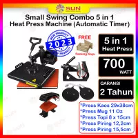 Mesin Press Kaos Small Swing Combo 5 in 1 Heat Press All In One