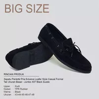 sepatu pria kulit suede loafers hitam jumbo big size 43-48 style keren