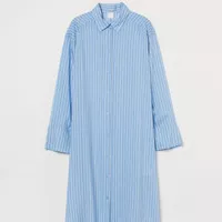 H&M Oversized Shirt Dress - Light Blue/Striped