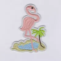 Iron Patch flaminggo beach 8x6 cm emblem bordir