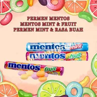 Mentos / Mentos Mint & Fruit / Permen Roll Rasa Buah & Mint / 37g