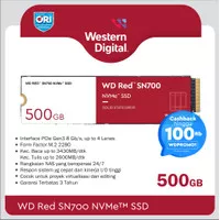 WD RED SN700 500GB / NVMe M.2 2280 S3-M / SSD NAS / 5 Tahun Garansi
