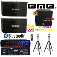 Paket Karaoke Speaker BMB 10 inch bluetooth power ampli Firstclass Ori