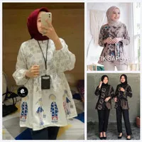 Baju Batik Wanita Bu Tejo Modern Lengan Balon kekinian