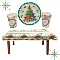 Christmas Tableware / Piring Gelas Kertas dan Taplak Plastik Natal