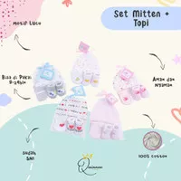 Set Mitten Booties Topi Bayi / Sarung Tangan Dan Kaki+Topi Lucu Anak